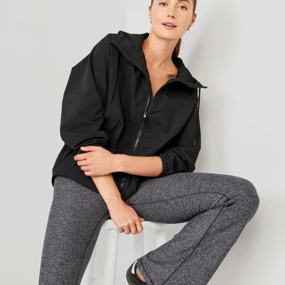 NWT OLD NAVY StretchTech Hooded Zip Jacket Color BLACK JACK - Picture 3 of 6